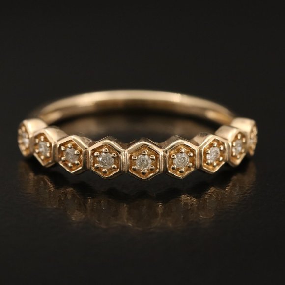 Vintage 10k .12 ctw Diamond Geometric Band - Picture 1 of 5